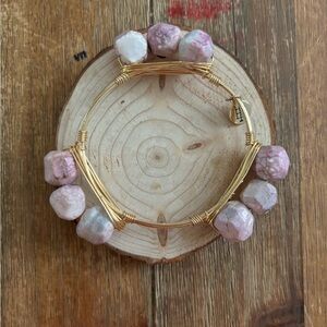 Bourbon and Bowties Bangle with pink stones. Perfect for layering.